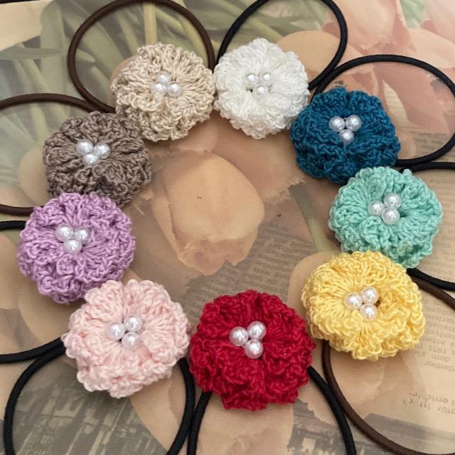 ハンドメイド♪レース編みお花モチーフのヘアゴム < 女性ファッション  ハンドメイド♪レース編みお花モチーフのヘアゴム < 女性ファッションの