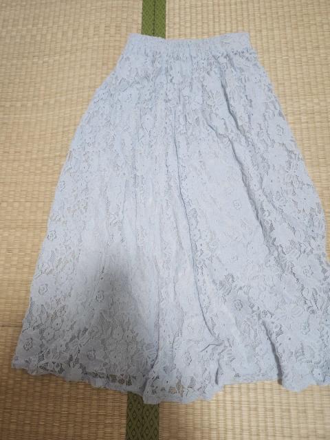 美品 水色 レースロングスカート サイズ→M < 女性ファッション  美品 水色 レースロングスカート サイズ→M  < 女性ファッションの