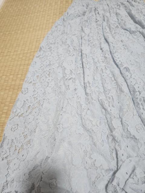 美品 水色 レースロングスカート サイズ→M < 女性ファッション  美品 水色 レースロングスカート サイズ→M < 女性ファッションの