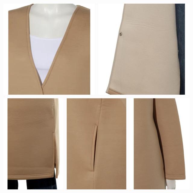 ★【Ray Cassin】レイカズン☆ベージュふわかる柔らか可愛い♪お洒落ウエットスーツ生地♪ダイバー素材♪ノーカラーロングコート < ブランド  ★【Ray Cassin】レイカズン☆ベージュふわかる柔らか可愛い♪お洒落ウエットスーツ生地♪ダイバー素材♪ノーカラーロングコート < ブランドの