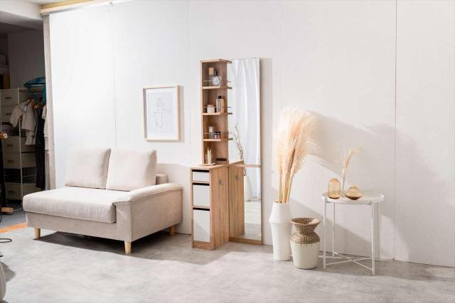 【送料無料】Elena 収納付全身姿見ドレッサー 鏡 コーナー コンセント付き 棚 収納 < インテリア/ライフ 【送料無料】Elena 収納付全身姿見ドレッサー 鏡 コーナー コンセント付き 棚 収納 < インテリア/ライフの