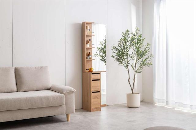 【送料無料】Elena 収納付全身姿見ドレッサー 鏡 コーナー コンセント付き 棚 収納 < インテリア/ライフ 【送料無料】Elena 収納付全身姿見ドレッサー 鏡 コーナー コンセント付き 棚 収納 < インテリア/ライフの