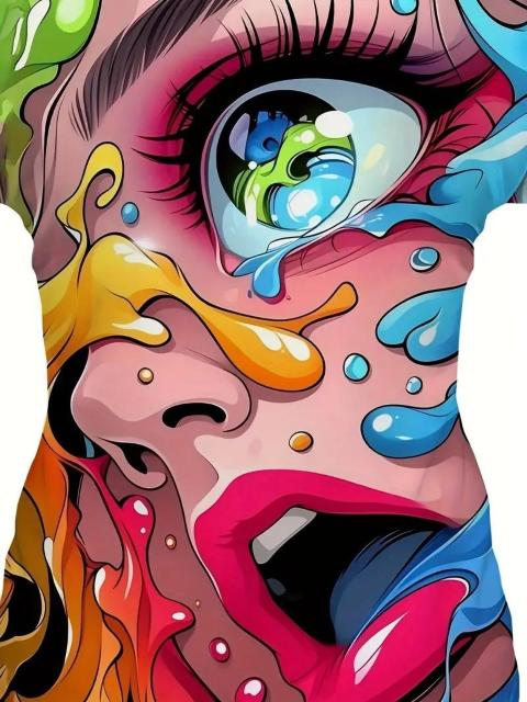 超お買い得890円★女性の活力あるフリードアートフェイスタイム - カラフル、軽く伸びる素材 USAサイズM(日本サイズL相当) < 女性ファッション  超お買い得890円★女性の活力あるフリードアートフェイスタイム - カラフル、軽く伸びる素材 USAサイズM(日本サイズL相当) < 女性ファッションの