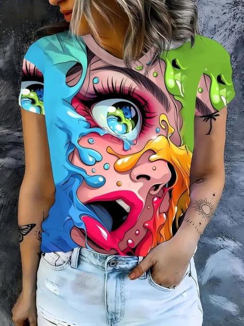 超お買い得890円★女性の活力あるフリードアートフェイスタイム - カラフル、軽く伸びる素材 USAサイズM(日本サイズL相当) < 女性ファッション  超お買い得890円★女性の活力あるフリードアートフェイスタイム - カラフル、軽く伸びる素材 USAサイズM(日本サイズL相当) < 女性ファッションの