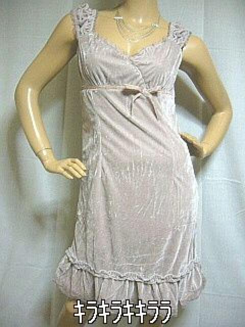 《New》セレブ*エレガント★リボン&レース・ベロアドレス<ベージュL> < 女性ファッション 《New》セレブ*エレガント★リボン&レース・ベロアドレス<ベージュL> < 女性ファッションの