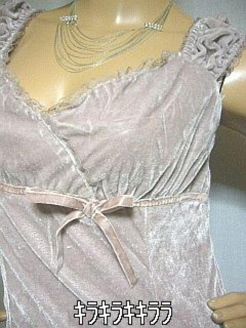 《New》セレブ*エレガント★リボン&レース・ベロアドレス<ベージュL> < 女性ファッション 《New》セレブ*エレガント★リボン&レース・ベロアドレス<ベージュL> < 女性ファッションの