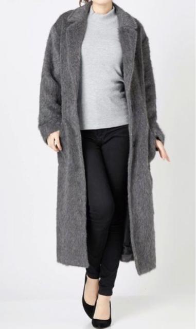 エモダミックスシャギーコートemodaグレーファーロングコート < ブランド エモダミックスシャギーコートemodaグレーファーロングコート < ブランドの