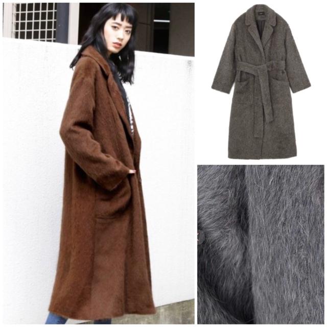 エモダミックスシャギーコートemodaグレーファーロングコート < ブランド エモダミックスシャギーコートemodaグレーファーロングコート < ブランドの