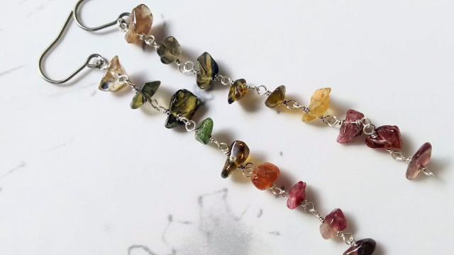 *マルチカラートルマリンのロングピアス*silver 21062 < 女性アクセサリー/時計  *マルチカラートルマリンのロングピアス*silver 21062 < 女性アクセサリー/時計の