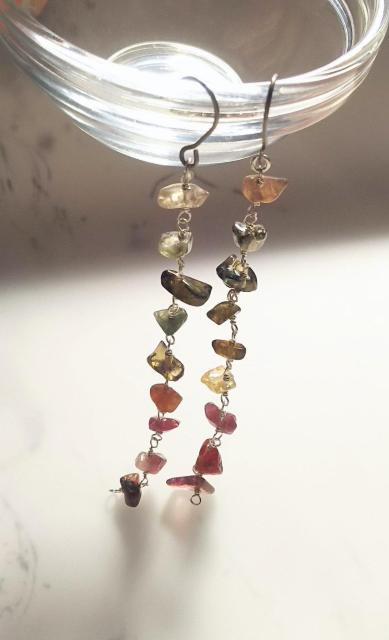 *マルチカラートルマリンのロングピアス*silver 21062 < 女性アクセサリー/時計  *マルチカラートルマリンのロングピアス*silver 21062 < 女性アクセサリー/時計の