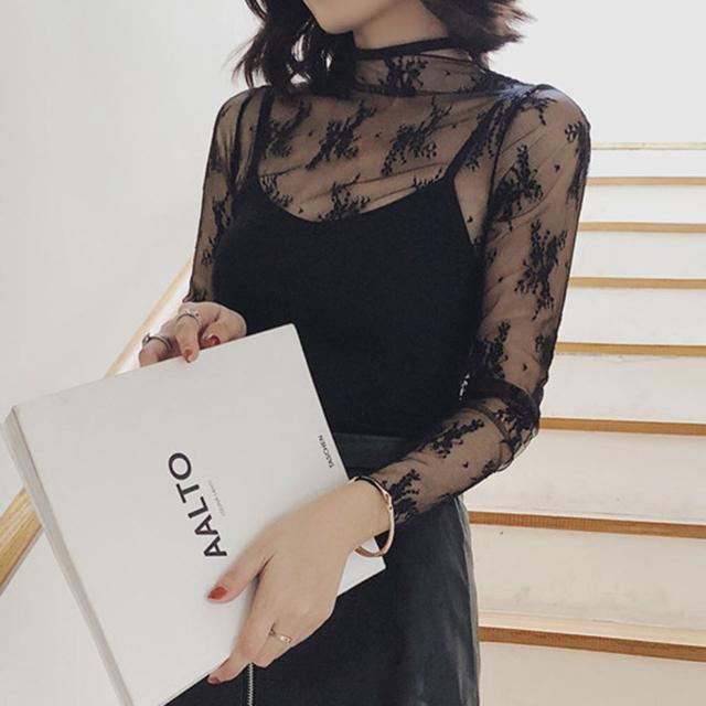 送料無料 新品 レース チュール トップス レディース ハイネック レースインナー シースルー < 女性ファッション  送料無料 新品 レース チュール トップス レディース ハイネック レースインナー シースルー < 女性ファッションの