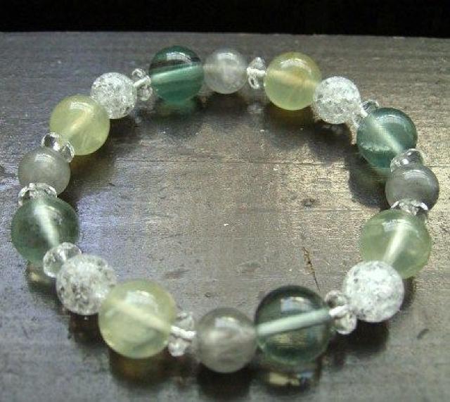 プレナイトxフローライトxスモーキーヘアクォ-ツxクラック水晶 < 男性アクセサリー/時計 プレナイトxフローライトxスモーキーヘアクォ-ツxクラック水晶 < 男性アクセサリー/時計の