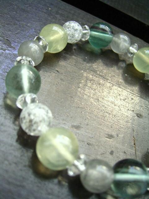 プレナイトxフローライトxスモーキーヘアクォ-ツxクラック水晶 < 男性アクセサリー/時計 プレナイトxフローライトxスモーキーヘアクォ-ツxクラック水晶 < 男性アクセサリー/時計の