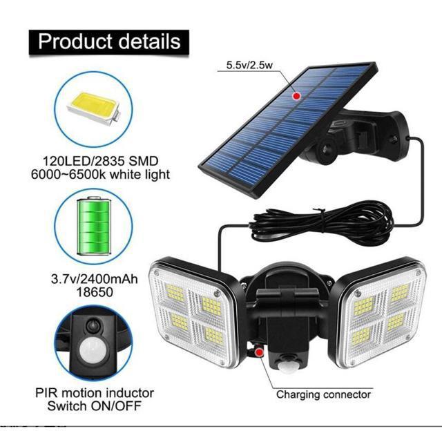 120LED センサーライト ソーラー 3灯モード 人感 < 家電/AV  120LED センサーライト ソーラー 3灯モード 人感  < 家電/AVの