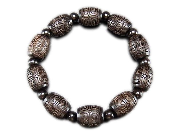 アンティーク檀木如意柄精工彫り約12mm数珠念珠ブレスレット < 男性アクセサリー/時計  アンティーク檀木如意柄精工彫り約12mm数珠念珠ブレスレット  < 男性アクセサリー/時計の