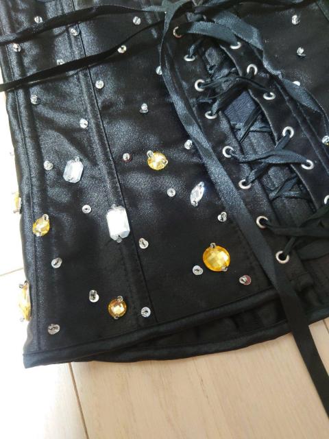 ハロウィンコスプレ ビジュー付きコルセット ブラック < 女性ファッション  ハロウィンコスプレ ビジュー付きコルセット ブラック < 女性ファッションの