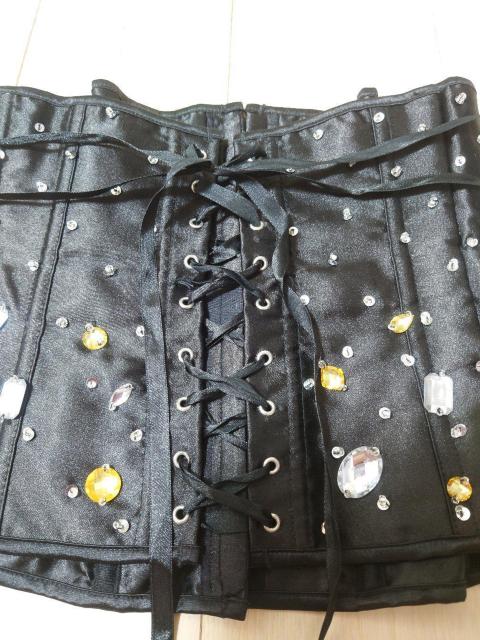 ハロウィンコスプレ ビジュー付きコルセット ブラック < 女性ファッション  ハロウィンコスプレ ビジュー付きコルセット ブラック < 女性ファッションの