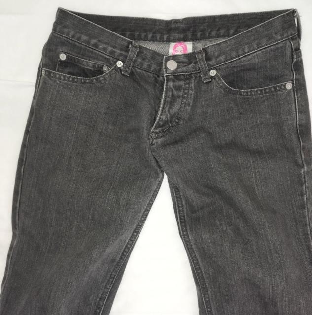 X-girlストレート超ローライズグレーデニムパンツ 1990年代 Y2K < 女性ファッション  X-girlストレート超ローライズグレーデニムパンツ 1990年代 Y2K < 女性ファッションの