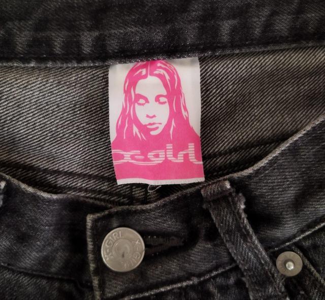 X-girlストレート超ローライズグレーデニムパンツ 1990年代 Y2K < 女性ファッション  X-girlストレート超ローライズグレーデニムパンツ 1990年代 Y2K < 女性ファッションの
