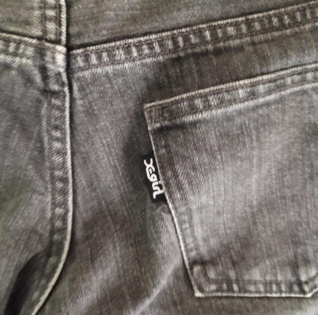 X-girlストレート超ローライズグレーデニムパンツ 1990年代 Y2K < 女性ファッション  X-girlストレート超ローライズグレーデニムパンツ 1990年代 Y2K < 女性ファッションの