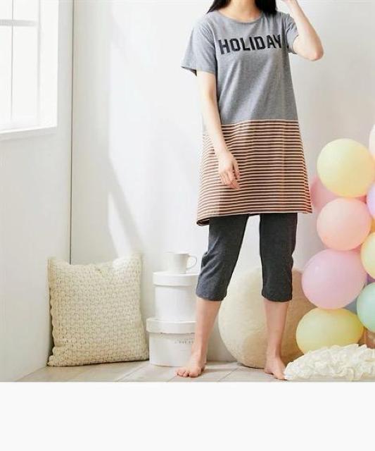Mサイズ!お肌に優しい!綿100%!半袖チュニック!ルームウェアー!上下セット!新品タグ付き! < 女性ファッション  Mサイズ!お肌に優しい!綿100%!半袖チュニック!ルームウェアー!上下セット!新品タグ付き! < 女性ファッションの