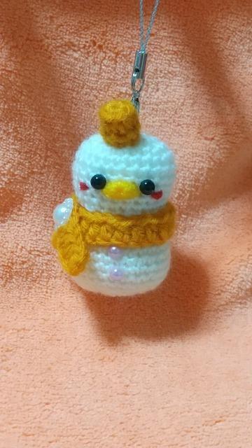 ひよ雪だるま*編みぐるみストラップ(オレンジ) < ペット/手芸/園芸 ひよ雪だるま*編みぐるみストラップ(オレンジ) < ペット/手芸/園芸の
