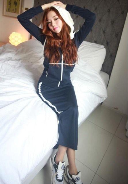 ネイビー白ラインセットアップフードジャージロングスカート < 女性ファッション ネイビー白ラインセットアップフードジャージロングスカート < 女性ファッションの