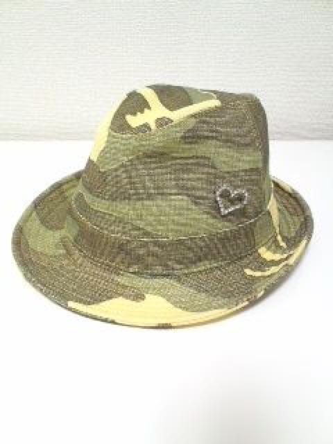 カーキイエローのアーミー柄〓キラキラハート付summerハット帽子〓新品 < 女性ファッション カーキイエローのアーミー柄〓キラキラハート付summerハット帽子〓新品 < 女性ファッションの