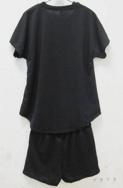 ★NEW★リップスパンコール★半袖・半パン上下セット★BK < 女性ファッション  ★NEW★リップスパンコール★半袖・半パン上下セット★BK < 女性ファッションの