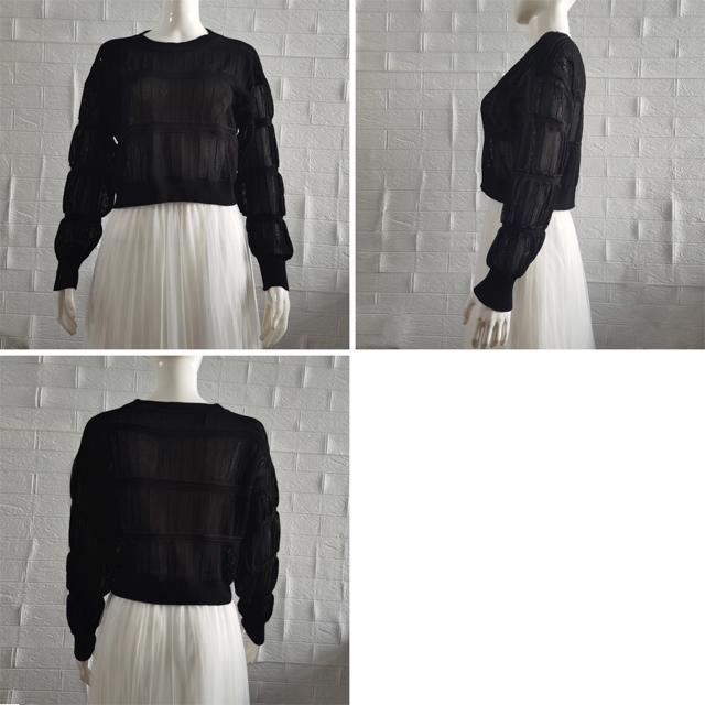 送料無料 新品 透かし編み 長袖ニットトップス 韓国風 < 女性ファッション  送料無料 新品 透かし編み 長袖ニットトップス 韓国風 < 女性ファッションの