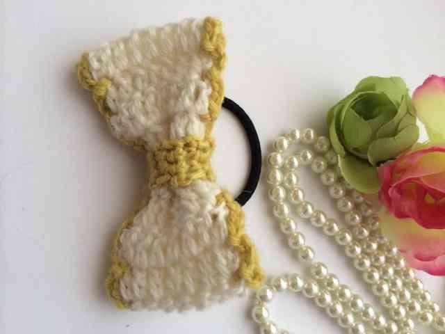 ハンドメイド ヘアゴム リボン ウール ガーリー リズリサ好き 白 < 女性ファッション  ハンドメイド ヘアゴム リボン ウール ガーリー リズリサ好き 白 < 女性ファッションの