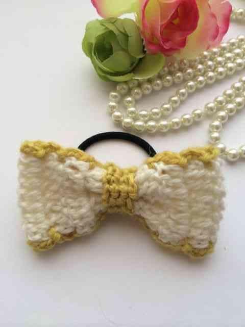 ハンドメイド ヘアゴム リボン ウール ガーリー リズリサ好き 白 < 女性ファッション  ハンドメイド ヘアゴム リボン ウール ガーリー リズリサ好き 白 < 女性ファッションの