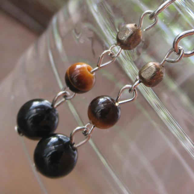 オニキスxタイガーアイ*サージカルステンレスピアス < 女性アクセサリー/時計 オニキスxタイガーアイ*サージカルステンレスピアス < 女性アクセサリー/時計の