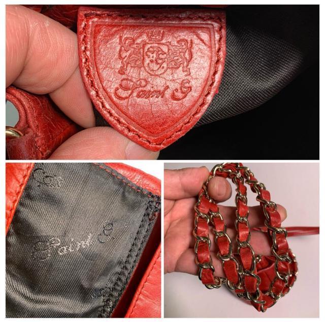 saintG 本革 赤 巾着型 チェーンバッグ ショルダーバッグ ゴールド金具 ミニバッグ < 女性ファッション saintG 本革 赤 巾着型 チェーンバッグ ショルダーバッグ ゴールド金具 ミニバッグ < 女性ファッションの