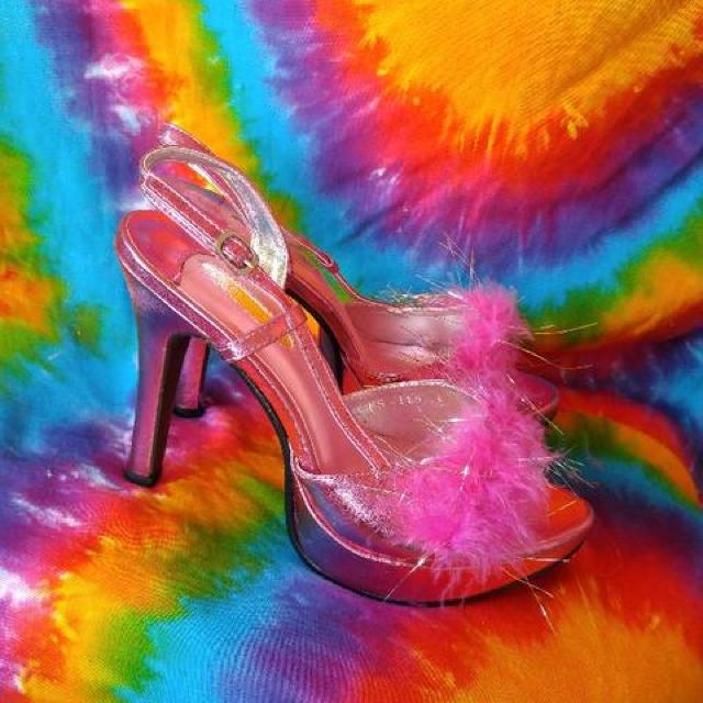 エロ可愛(*^ー^)マラボー羽高ヒール×メタリック厚底サンダル < 女性ファッション  エロ可愛(*^ー^)マラボー羽高ヒール×メタリック厚底サンダル < 女性ファッションの