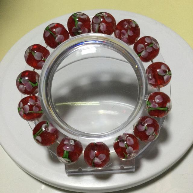 ランプワークビーズ ブレスレット 約12mm玉 ビーズ 内径 約14cm < 女性アクセサリー/時計  ランプワークビーズ ブレスレット 約12mm玉 ビーズ 内径 約14cm  < 女性アクセサリー/時計の