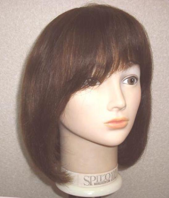 新品 人毛 人工皮膚付き ボブ 明るめブラウン  Mサイズ < 女性ファッション  新品 人毛 人工皮膚付き ボブ 明るめブラウン  Mサイズ  < 女性ファッションの