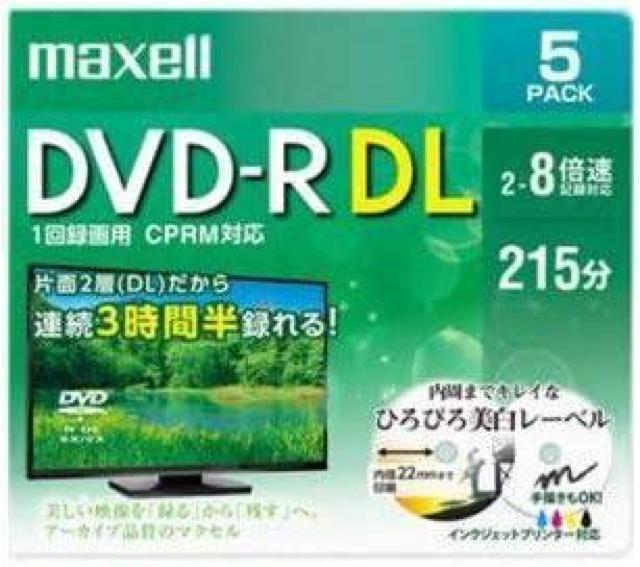 maxell 録画用 DVD-R DL 標準215分 8倍速 CPRM プリンタブルホワイト 5枚パック DRD215W < CD/DVD/ビデオ maxell 録画用 DVD-R DL 標準215分 8倍速 CPRM プリンタブルホワイト 5枚パック DRD215W < CD/DVD/ビデオの