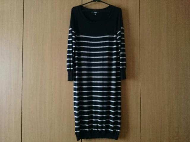 ユニクロ☆薄手ニットワンピース★細ボーダー☆ブラック×ベージュ★美品☆ < ブランド ユニクロ☆薄手ニットワンピース★細ボーダー☆ブラック×ベージュ★美品☆ < ブランドの