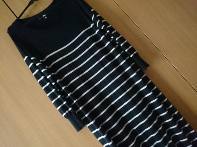 ユニクロ☆薄手ニットワンピース★細ボーダー☆ブラック×ベージュ★美品☆ < ブランド ユニクロ☆薄手ニットワンピース★細ボーダー☆ブラック×ベージュ★美品☆ < ブランドの