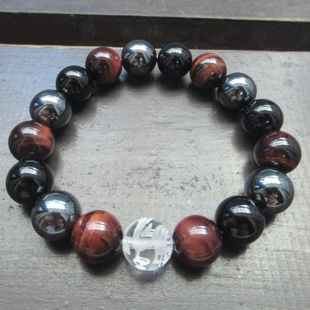 龍彫水晶xレッドタイガーアイxオニキスxヘマタイトブレスレット 天然石 パワーストーン < 男性アクセサリー/時計 龍彫水晶xレッドタイガーアイxオニキスxヘマタイトブレスレット 天然石 パワーストーン < 男性アクセサリー/時計の