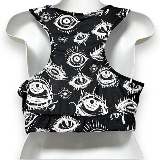 【新品/ROMWE】手描き風EYE総柄プリントショート丈タンクトップ < 女性ファッション  【新品/ROMWE】手描き風EYE総柄プリントショート丈タンクトップ < 女性ファッションの