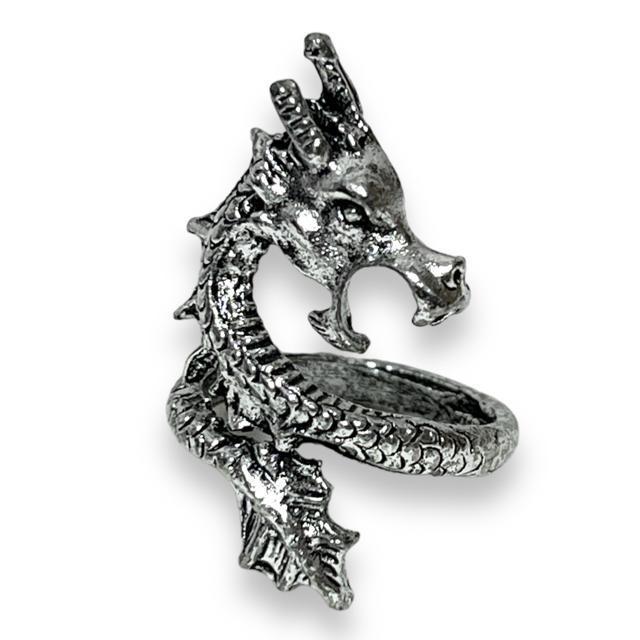 【新品】ドラゴンデザインシルバーフリーリング < 男性アクセサリー/時計  【新品】ドラゴンデザインシルバーフリーリング < 男性アクセサリー/時計の