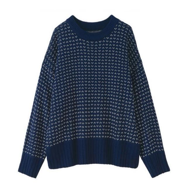 Rananラナン◎バーズアイ柄ニット◎長袖セーター(L)新品 < 女性ファッション Rananラナン◎バーズアイ柄ニット◎長袖セーター(L)新品 < 女性ファッションの