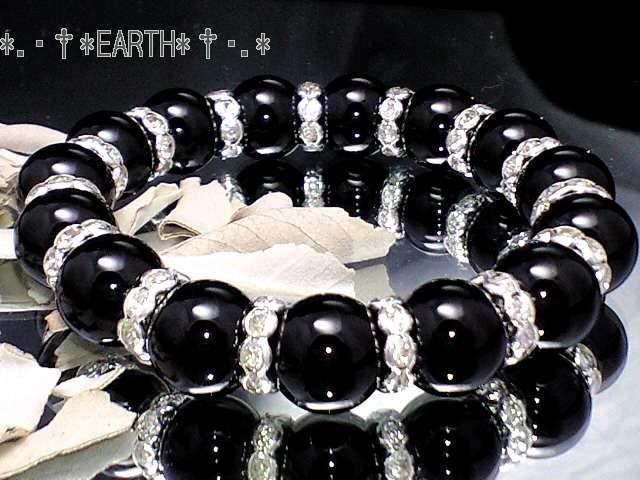 天然石★12ミリ黒瑪瑙AAAオニキス&銀色波形高級ロンデル数珠 < 男性アクセサリー/時計 天然石★12ミリ黒瑪瑙AAAオニキス&銀色波形高級ロンデル数珠 < 男性アクセサリー/時計の