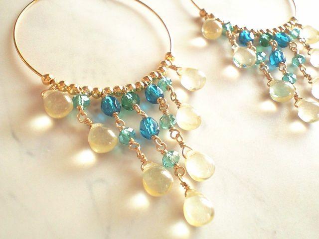 *シャンデリアフープピアス*レモン×青 16018 < 女性アクセサリー/時計  *シャンデリアフープピアス*レモン×青 16018  < 女性アクセサリー/時計の