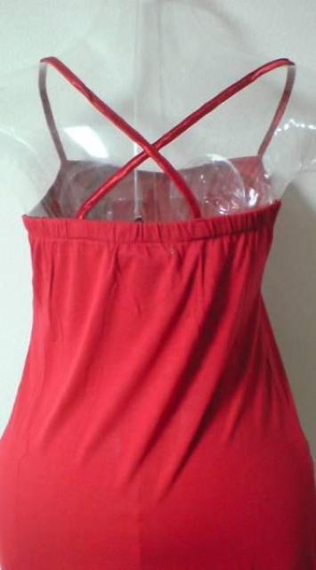 新品*ロング&キャミ&フリル*ワンピース*ペチコート*赤*インナー*M < 女性ファッション  新品*ロング&キャミ&フリル*ワンピース*ペチコート*赤*インナー*M < 女性ファッションの