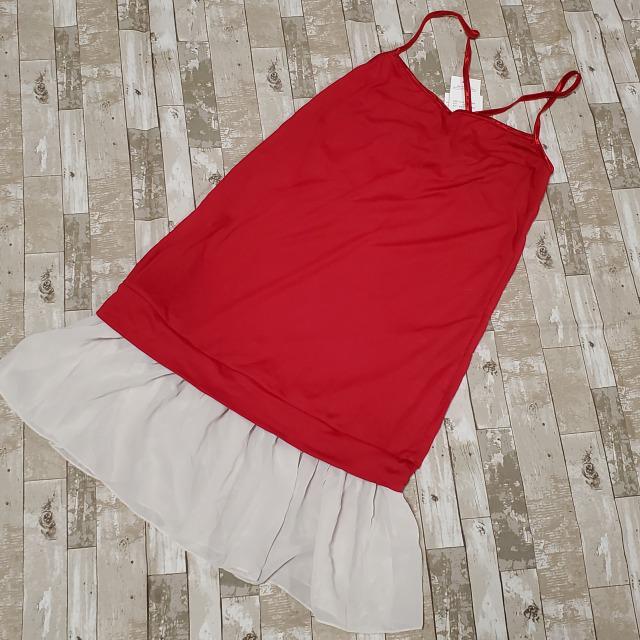 新品*ロング&キャミ&フリル*ワンピース*ペチコート*赤*インナー*M < 女性ファッション  新品*ロング&キャミ&フリル*ワンピース*ペチコート*赤*インナー*M < 女性ファッションの