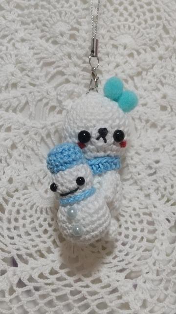雪だるまと白くま*編みぐるみストラップ < ペット/手芸/園芸 雪だるまと白くま*編みぐるみストラップ < ペット/手芸/園芸の