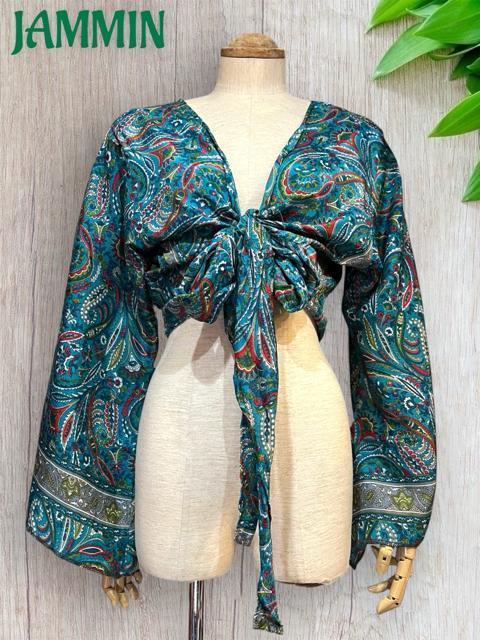 ペーズリー植物柄フレア袖ボレロ チョリ アジアン ヒッピー 衣装 ベリーダンス < 女性ファッション ペーズリー植物柄フレア袖ボレロ チョリ アジアン ヒッピー 衣装 ベリーダンス < 女性ファッションの